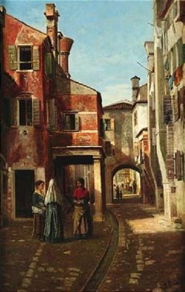 Strase Bei Chiogia Bei Venedig Oil Painting by Fritz Brandt