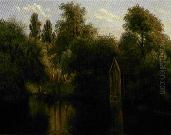 En Af Kanalerne I Frederiksberg Have Oil Painting by Johannes Herman Brandt