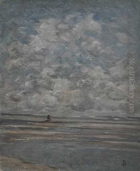 Ciel Clair En Baie De Somme Oil Painting by Louis Braquaval