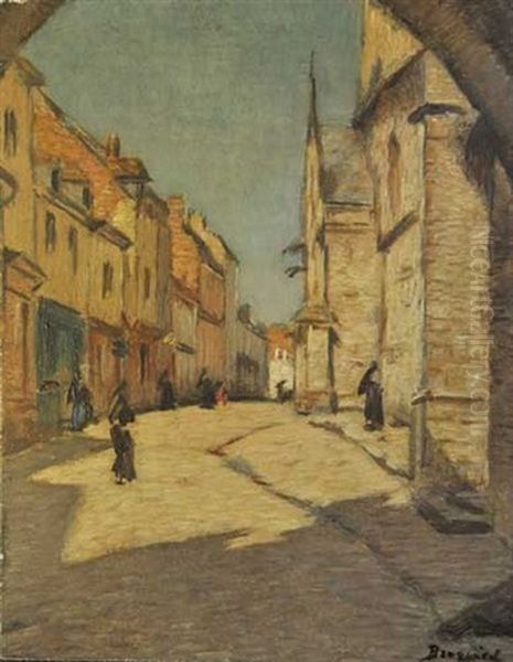 Port De Nevers A St Valery Oil Painting by Louis Braquaval