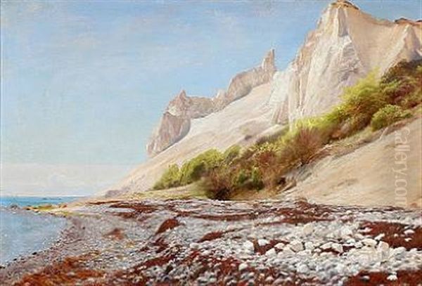 Sommerspiret At Mons Klint (the Cliffs Of Mon) Oil Painting by Hans Ole Brasen