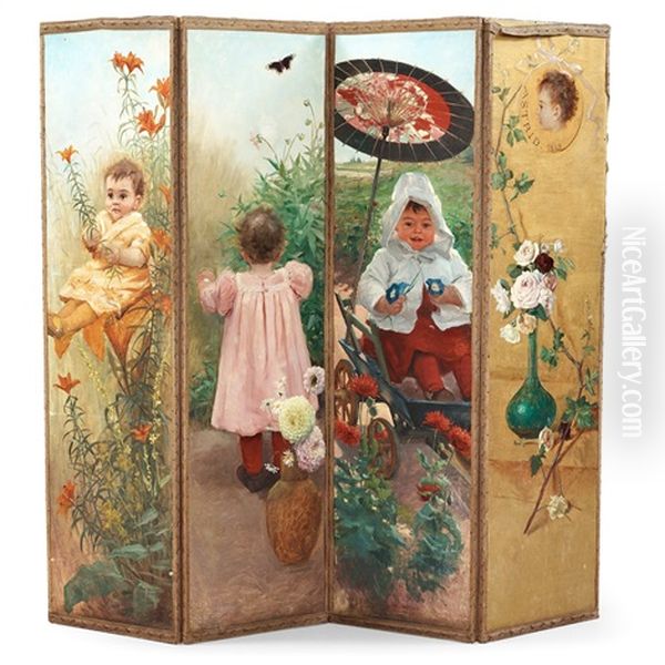Astrid (folding Screen W/4 Panels) Oil Painting by Fanny Brate