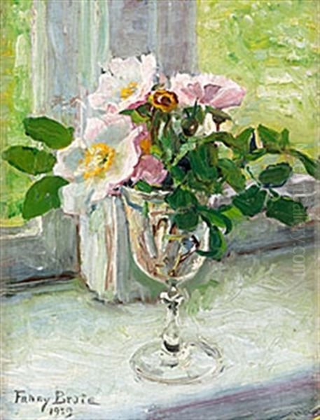 Stilleben Med Nyponrosor Oil Painting by Fanny Brate