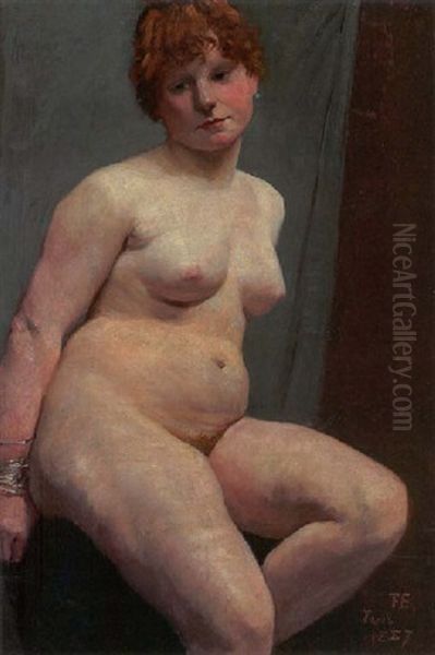 Siddende Nogenmodel Oil Painting by Fanny Brate