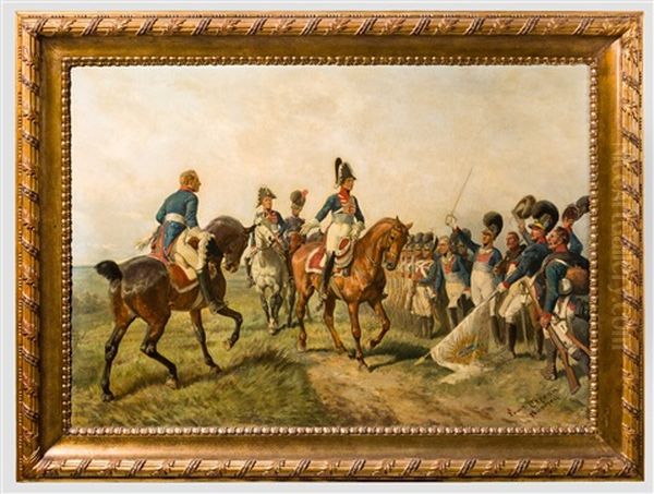 Louis Braun (1836 - 1916) - Leib-kompanie Des 1. Infanterie-leibregiments Um 1800/05 Oil Painting by Louis Braun