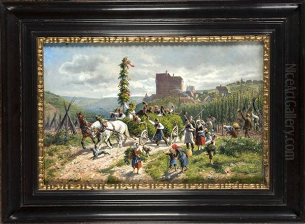 'erntefest Der Hopfenbauern' Oil Painting by Louis Braun
