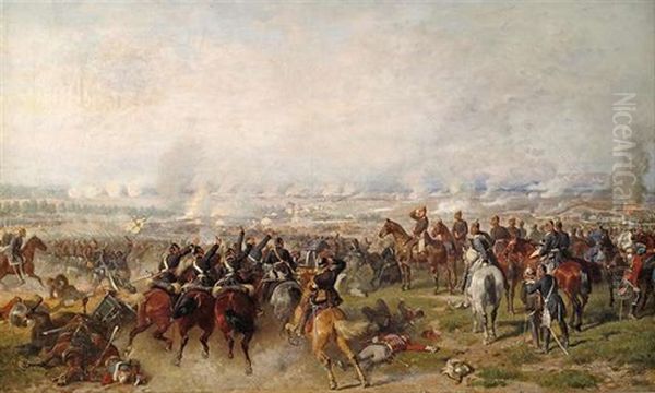 Kaiser Wilhelm I. Mit Seinen Generalen Auf Einer Anhohe Nach Der Schlacht Von Sedan (?) Oil Painting by Louis Braun