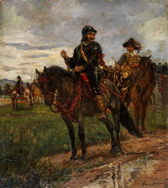 Geharnischte Reiter In Landschaft In Kostumen Des 17. Jahrhunderts Oil Painting by Louis Braun