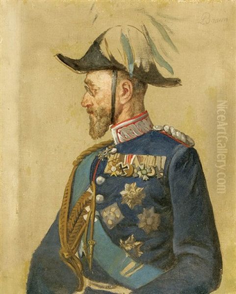 Portrait Of A Bavarian General Oil Painting by Louis Braun