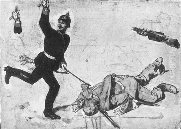 Szene Aus Dem Deutsch-franzosischen Krieg Oil Painting by Louis Braun