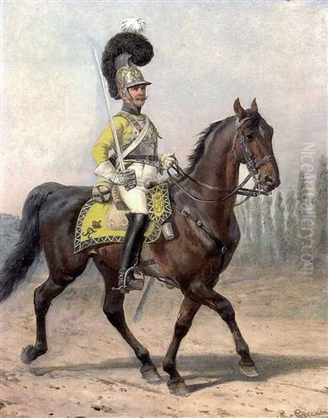Koniglich-wurttembergischer Garde-du-corps Reiter In Paradeuniform Aus Der Zeit Der Napoleonischen Kriege Oil Painting by Louis Braun