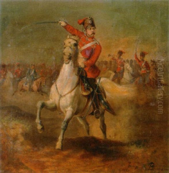 Husaren Bei Der Attacke Oil Painting by Louis Braun