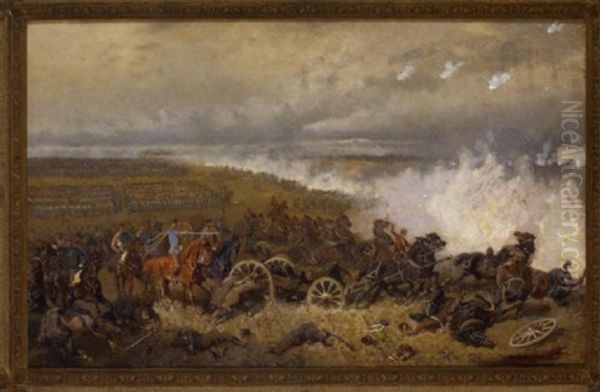 Osterreichische Truppen Im Kampf Bei Koniggratz Oil Painting by Louis Braun