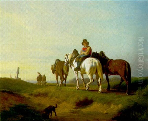 Bauern Mit Pferden Bei Der Heimkehr Oil Painting by Louis Braun