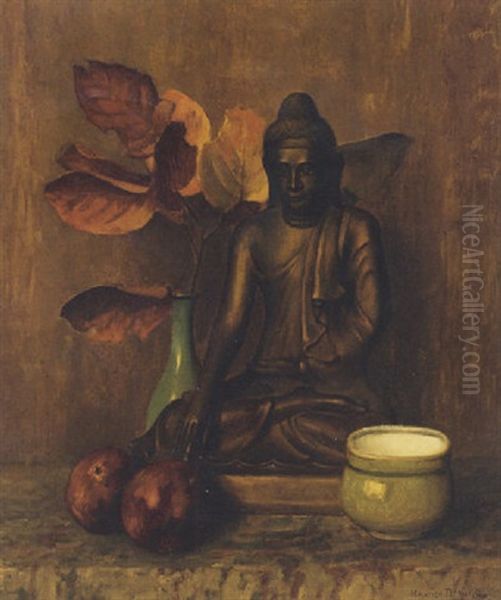 Burmese Budda Oil Painting by Maurice Braun