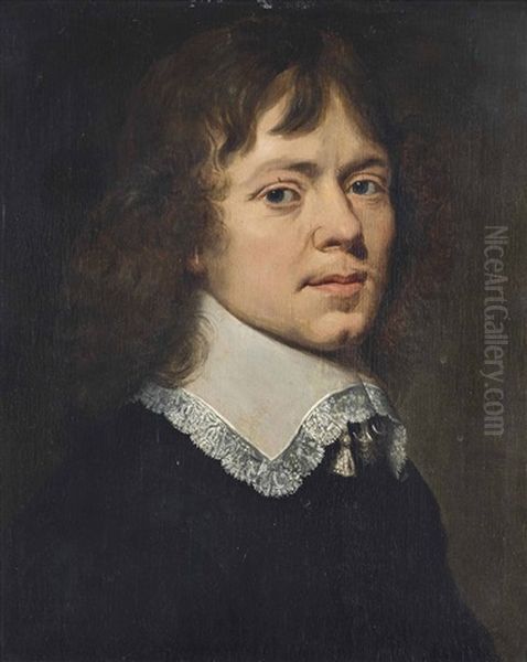Portrait Of A Man, Half-length, In Black Robes And A Lace Collar Oil Painting by Jan De Bray