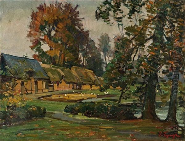 Waldlandschaft Mit Bauernhof Oil Painting by Osip Emmanuilovich Braz