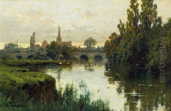Abingdon On The Thames Oil Painting by Alfred Fontville de Breanski Jr