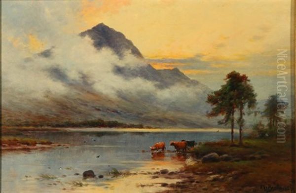 Evening On Loch Katrine Oil Painting by Alfred Fontville de Breanski Jr