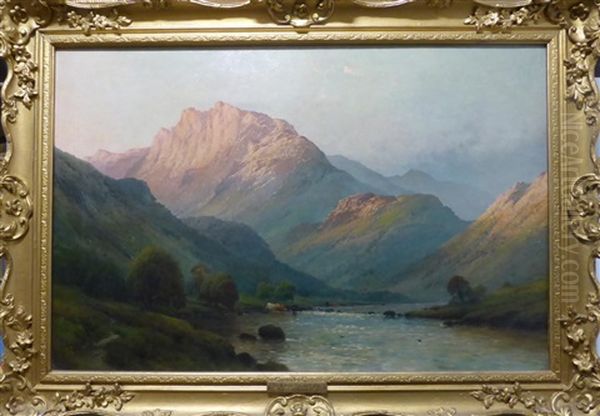 On A West Highland River Oil Painting by Alfred Fontville de Breanski Jr