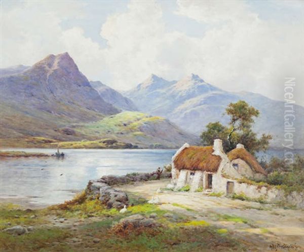 An Irish Homestead Oil Painting by Alfred Fontville de Breanski Jr