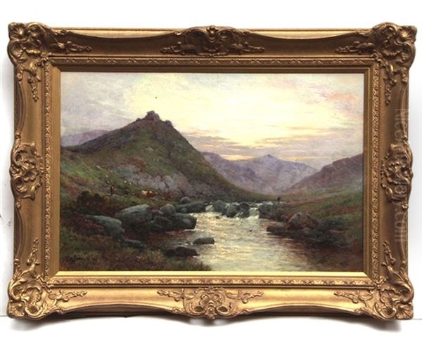 On The Tavy, Dartmoor Oil Painting by Alfred Fontville de Breanski Jr