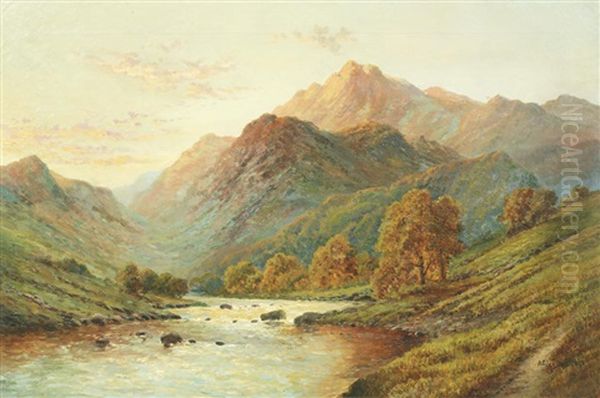 On The Glaslyn River, North Wales Oil Painting by Alfred Fontville de Breanski Jr
