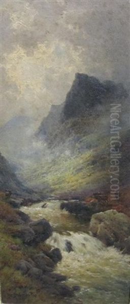 Evening On A Perthshire River, In The West Highlands Oil Painting by Alfred Fontville de Breanski Jr