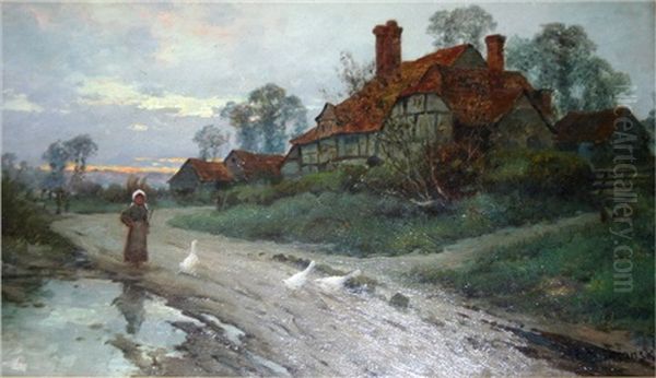 Eashing Farm, Godalming Oil Painting by Alfred Fontville de Breanski Jr