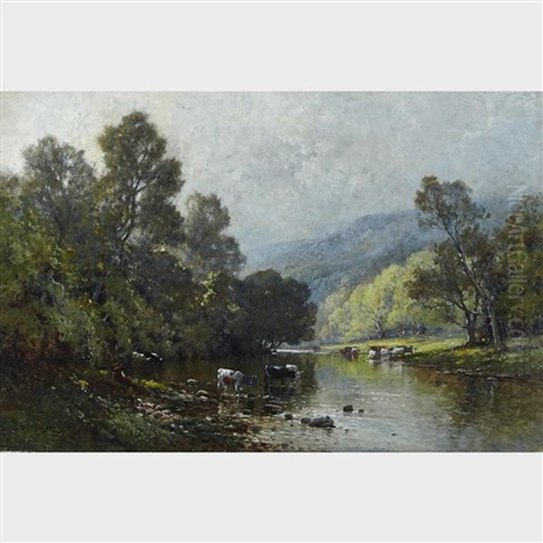 A Summer Morning, Devonshire Oil Painting by Alfred Fontville de Breanski Jr