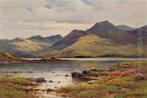 Loch Quoich, Inverness-shire Oil Painting by Alfred Fontville de Breanski Jr