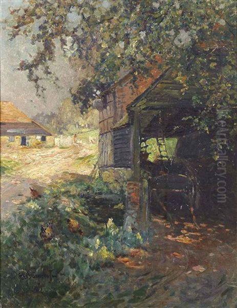 The Cart Shed Oil Painting by Alfred Fontville de Breanski Jr