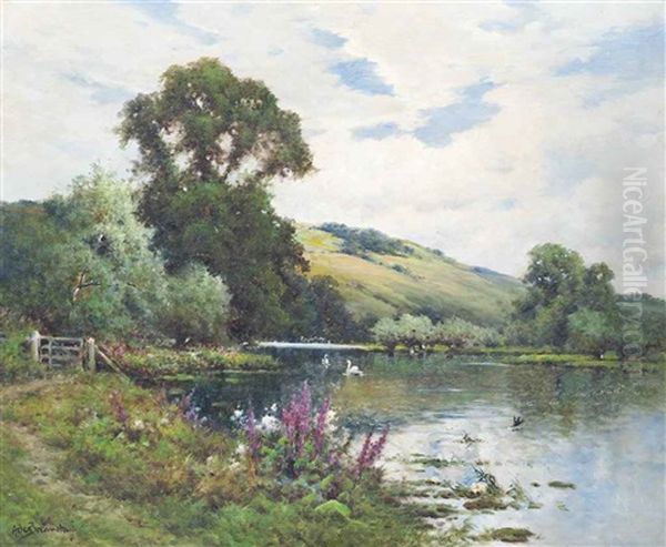 The Thames At Pangbourne Oil Painting by Alfred Fontville de Breanski Jr