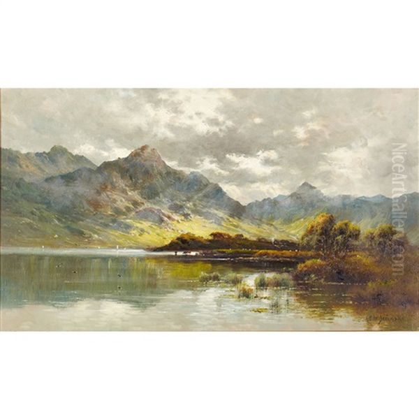 Llyn Ogwen, N. Wales Oil Painting by Alfred Fontville de Breanski Jr