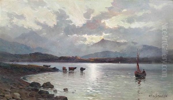 Early Morning, The Sound Of Hull Oil Painting by Alfred Fontville de Breanski Jr