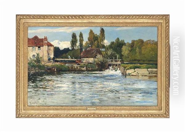 The Swan At Pangbourne Oil Painting by Alfred Fontville de Breanski Jr