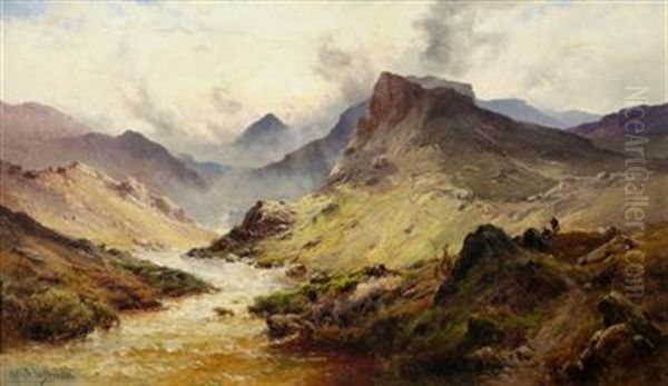 In Wild Aberdeen, Scotland (hunting Deer) Oil Painting by Alfred Fontville de Breanski Jr