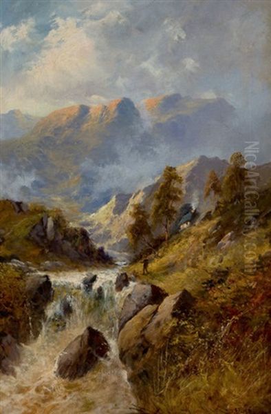 River Landscape Oil Painting by Alfred Fontville de Breanski Jr