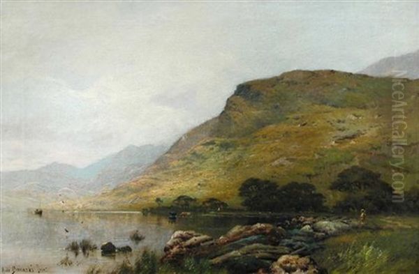 Capel Curig Lake, North Wales Oil Painting by Alfred Fontville de Breanski Jr