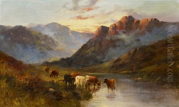 Vieh Im Schottischen Hochland Oil Painting by Alfred Fontville de Breanski Jr