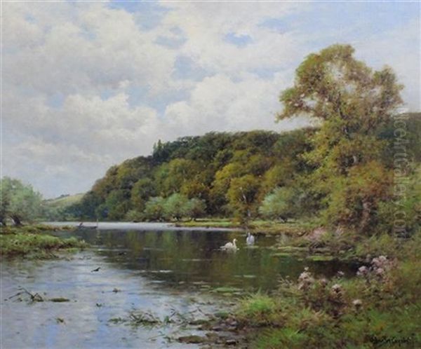 October Morning, Clivedon On Thames Oil Painting by Alfred Fontville de Breanski Jr