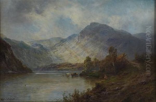 The Heads Of Loch Lomond Oil Painting by Alfred Fontville de Breanski Jr