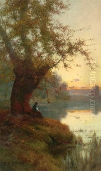 Burnham Beeches (pair) Oil Painting by Alfred Fontville de Breanski Jr