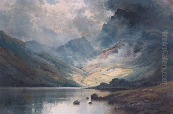 Sunshine And Shadow Wastwater Oil Painting by Alfred Fontville de Breanski Jr