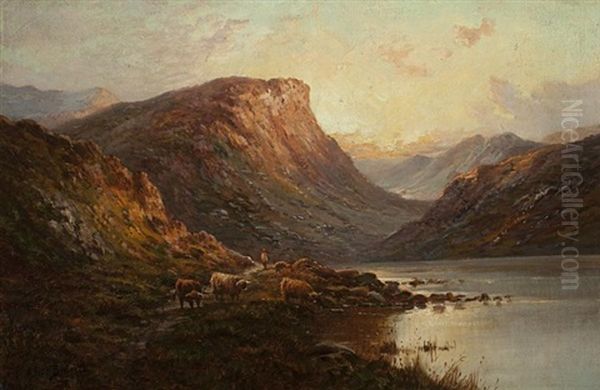 Highland Sunset Oil Painting by Alfred Fontville de Breanski Jr