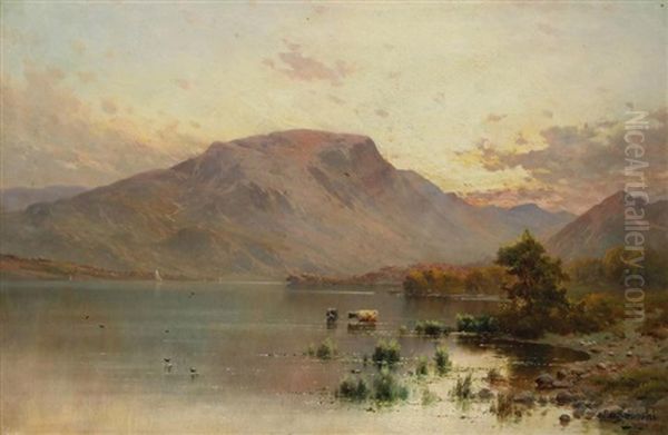 Fruhmorgens Am See Oil Painting by Alfred Fontville de Breanski Jr