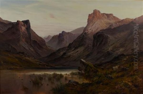 The Black Pool, Pass Of Glencoe Oil Painting by Alfred Fontville de Breanski Jr
