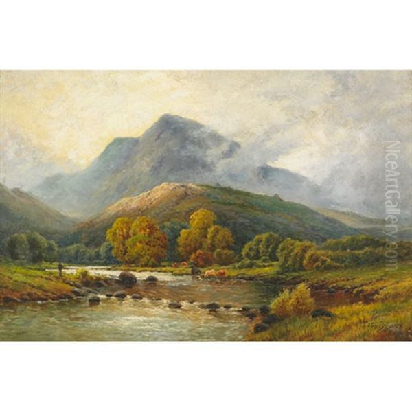 Moel Siabod From Capel Craig, N. Wales Oil Painting by Alfred Fontville de Breanski Jr