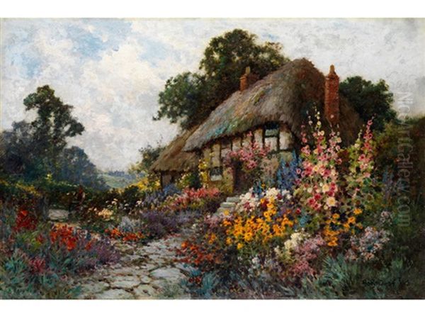 A Devonshire Garden Oil Painting by Alfred Fontville de Breanski Jr