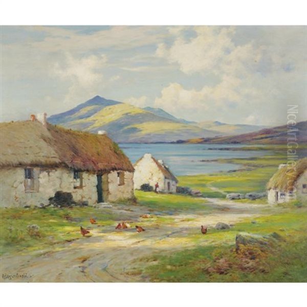 Above The Lake, County Donegal Oil Painting by Alfred Fontville de Breanski Jr